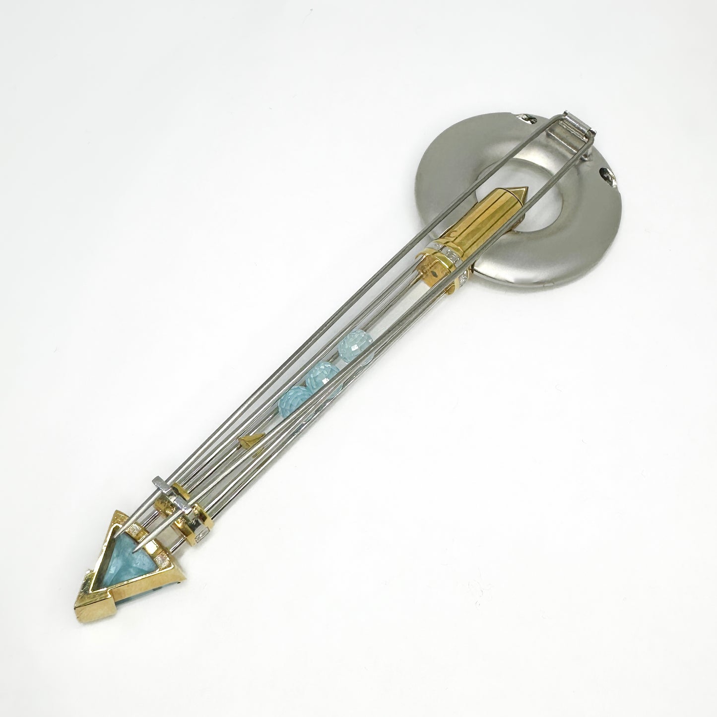 Tom Rucker Satellite Aquamarine Platinum Pendant come Brooch