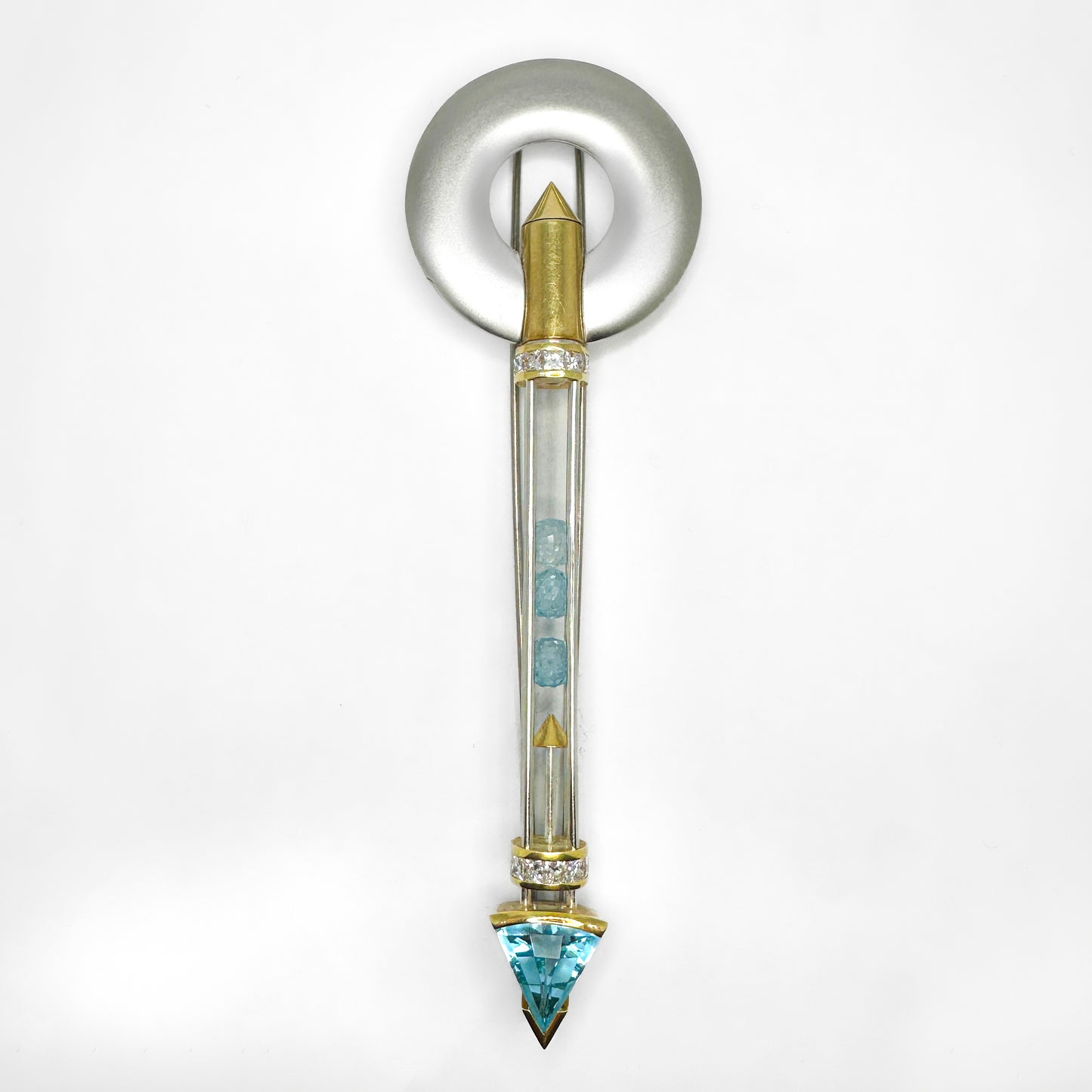 Tom Rucker Satellite Aquamarine Platinum Pendant come Brooch