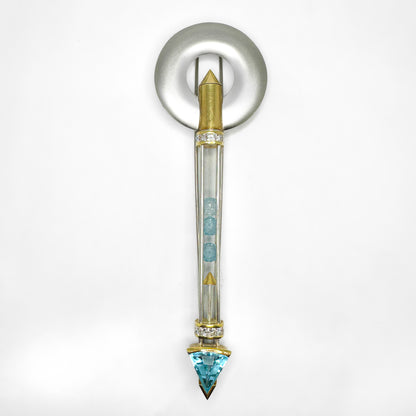 Tom Rucker Satellite Aquamarine Platinum Pendant come Brooch