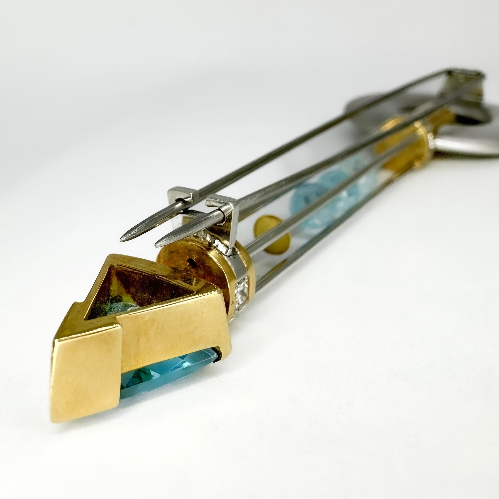 Tom Rucker Satellite Aquamarine Platinum Pendant come Brooch