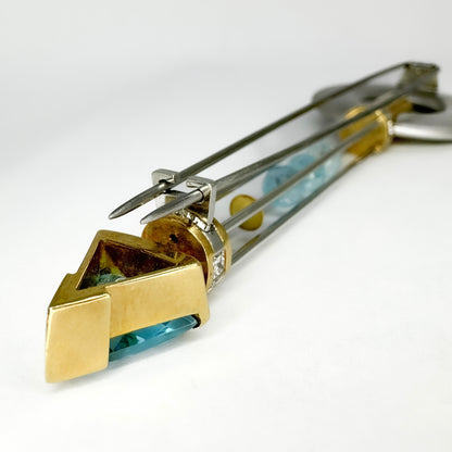 Tom Rucker Satellite Aquamarine Platinum Pendant come Brooch