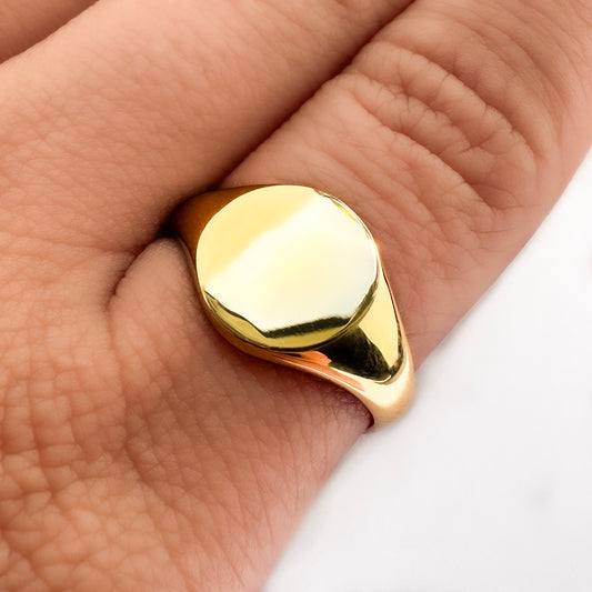 Edwardian Antique 15ct Yellow Gold 1913 Oxford Circle Gold Signet Ring
