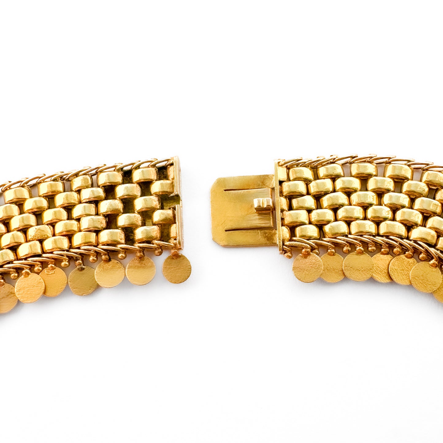 Late Victorian Antique Brick Link and Fringe Gold Collar Necklace