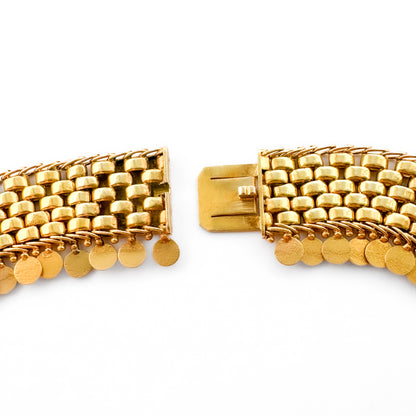 Late Victorian Antique Brick Link and Fringe Gold Collar Necklace