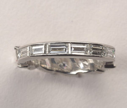 Vintage Navette and Baguette Cut Diamond Full Eternity Ring; white gold full eternity set with marquise and baguette-cut diamonds, 2.90 carats
