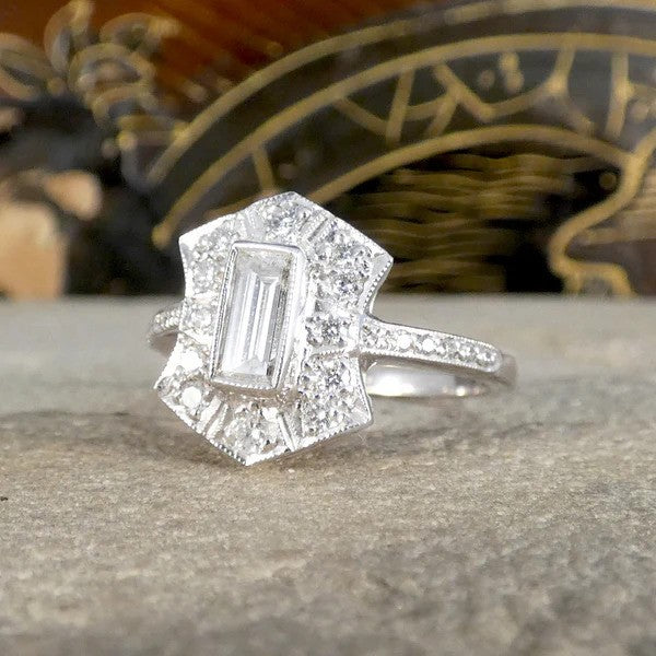 Baguette Diamond Cluster Plaque Tablet Ring