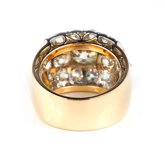 Art Deco 5.26ct Old Mine Cut Diamond Cluster Dress Ring