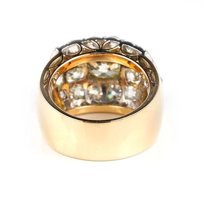 Art Deco 5.26ct Old Mine Cut Diamond Cluster Dress Ring