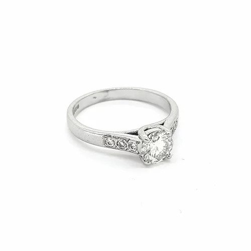 Diamond Solitaire Engagement Ring with Diamond Shoulders, 0.50 carats