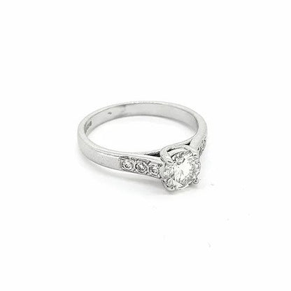 Diamond Solitaire Engagement Ring with Diamond Shoulders, 0.50 carats