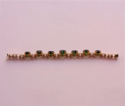 Vintage Green Tourmaline and Rose Gold Link Bracelet, 24.00 carats, Circa 1950