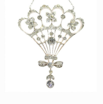 Belle Epoque Old Cut Diamond Pendant, 2.30cts, Silver and Gold, c.1900