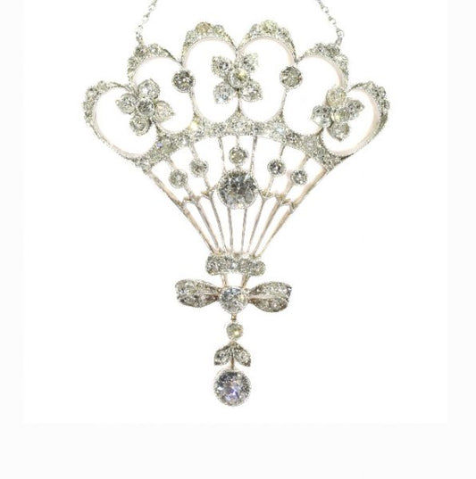 Belle Epoque Old Cut Diamond Pendant, 2.30cts, Silver and Gold, c.1900
