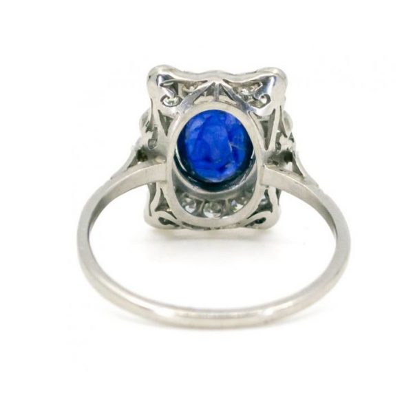 Art Deco Sapphire, Diamond and Platinum Dress Ring, 1.70 carats