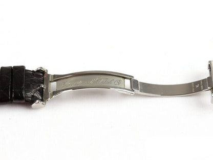 IWC Pilot Mark XV 38mm Stainless Steel Automatic Watch with Papers; model number 3253-01 from 2001, black dial, on IWC black leather strap with deployment buckle. With IWC Guarantee card.