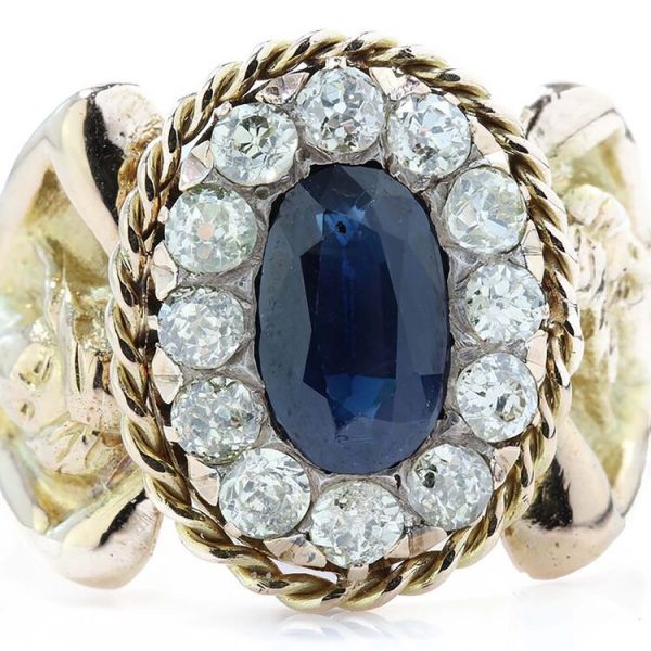 Antique Sapphire and Diamond Cluster Dress Ring