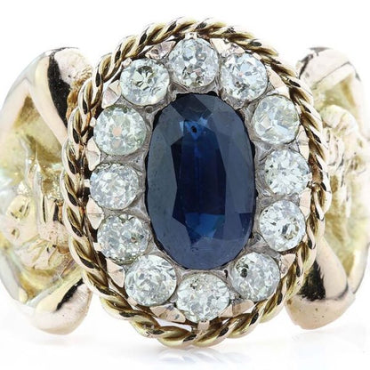 Antique Sapphire and Diamond Cluster Dress Ring