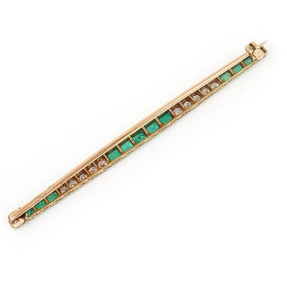 Art Deco Emerald and Diamond Bar Brooch