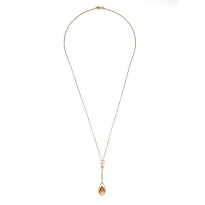 Stephen Webster Crystal Haze Collection Necklace; featuring a luminous Citrine and mother of pearl doublet surrounded by a halo of 0.78cts pave set diamonds, on an 18ct yellow gold chain with a secure hidden box clasp. Made in England, London, Circa 2007