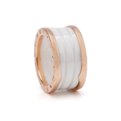 Bvlgari B Zero 1 White Ceramic Ring in 18ct Rose Gold