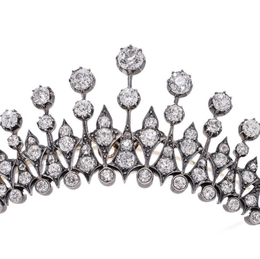 Victorian Antique 4.56ct Old Cut Diamond Tiara Brooch
