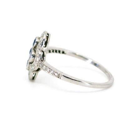 Vintage Sapphire, Diamond and Platinum Plaque Ring, 0.80 carats