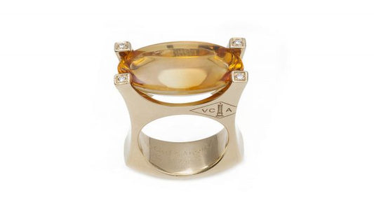 Vintage Van Cleef and Arpels Citrine, Diamond and 18ct Yellow Gold Ring