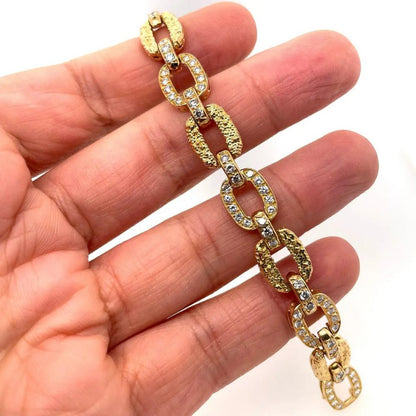 Van Cleef Arpels Diamond and Textured Gold Link Bracelet