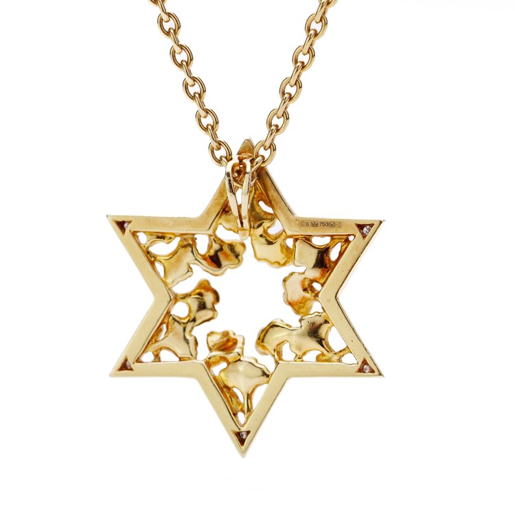 Carrera y Carrera 18ct Yellow Gold Star Pendant Necklace with Diamonds