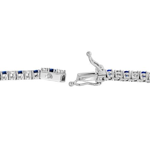 Sapphire and Diamond Line Tennis Bracelet, alternating 1.54cts blue sapphires and 1.39cts sparkling diamonds claw set in 18ct white gold