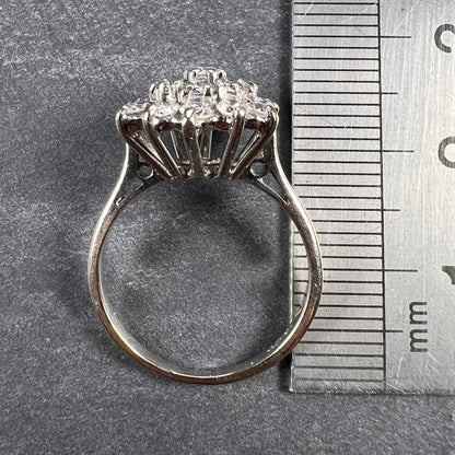 Diamond Cluster Dress Ring in 18ct White Gold, 1.90 carat total