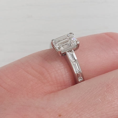 GIA Certified E VS2 1.03ct Emerald Cut Diamond Solitaire Engagement Ring in Platinum