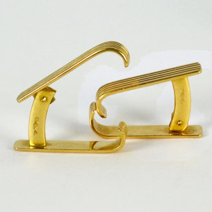 French 18ct Yellow Gold Ridged Stirrup Cufflinks