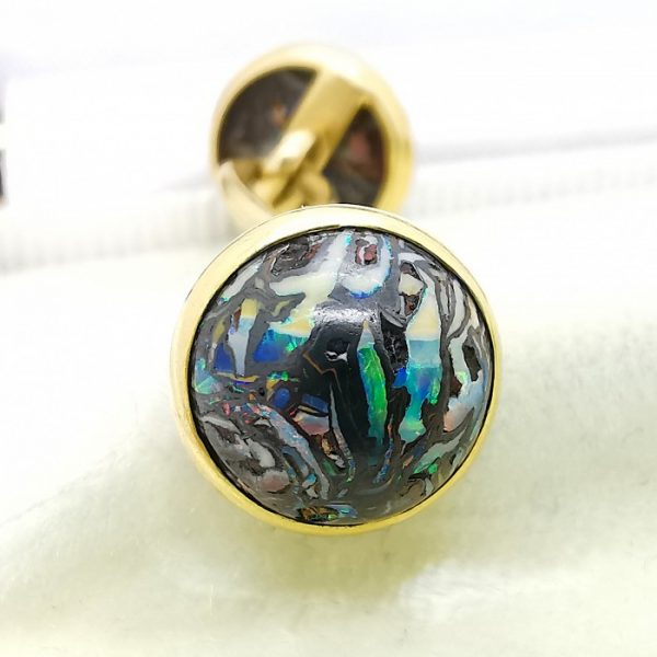 Antique Tiffany and Co Boulder Opal and Gold Cufflinks, Circa 1910, Signed
