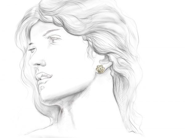 Antique Victorian Old Cut Diamond Floral Cluster Stud Earrings; set with 1.44 carats old cut diamonds arranged in a flower cluster design, in 18ct yellow gold, 19th century, Circa 1860s