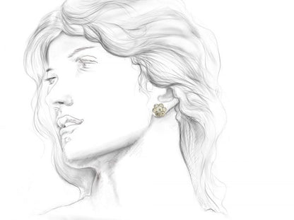 Antique Victorian Old Cut Diamond Floral Cluster Stud Earrings; set with 1.44 carats old cut diamonds arranged in a flower cluster design, in 18ct yellow gold, 19th century, Circa 1860s