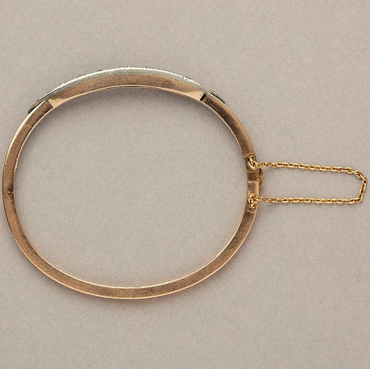 Antique Victorian 15ct Gold Bangle Bracelet with 3cts Old Cut Diamonds