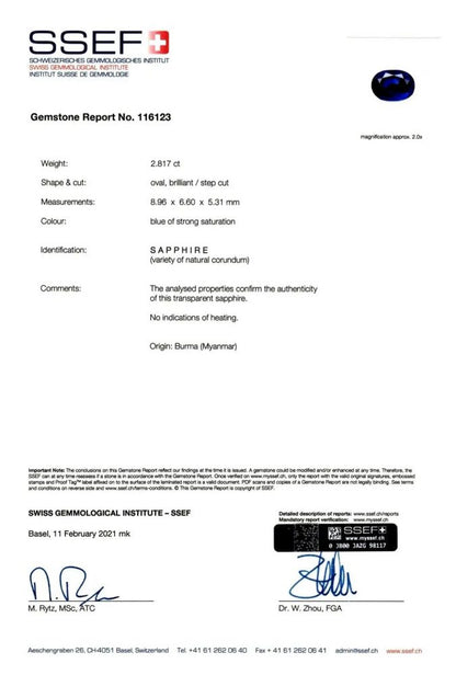 Royal Blue No Heat Burma Sapphire and Diamond Cluster Ring