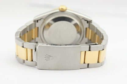 Rolex Oyster Perpetual Datejust 16233 Steel and Gold 36mm Automatic Watch with Original Mother of Pearl Dial, yellow gold fixed bezel, steel and gold Oyster bracelet with fold-over clasp, with Rolex box and papers