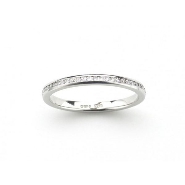 Diamond Full Eternity Ring in Platinum; set with 0.28 carats of round brilliant cut diamonds in a channel tension setting