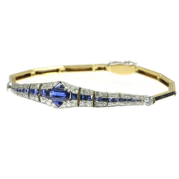 Fine Antique Art Deco Dutch Sapphire and Diamond Bracelet
