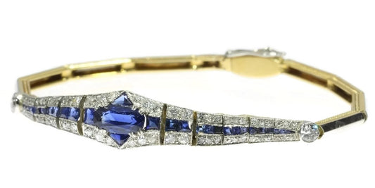 Fine Antique Art Deco Dutch Sapphire and Diamond Bracelet