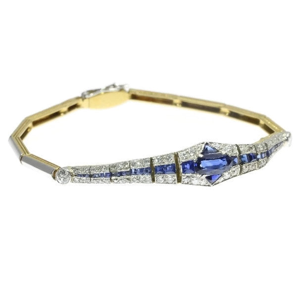 Fine Antique Art Deco Dutch Sapphire and Diamond Bracelet