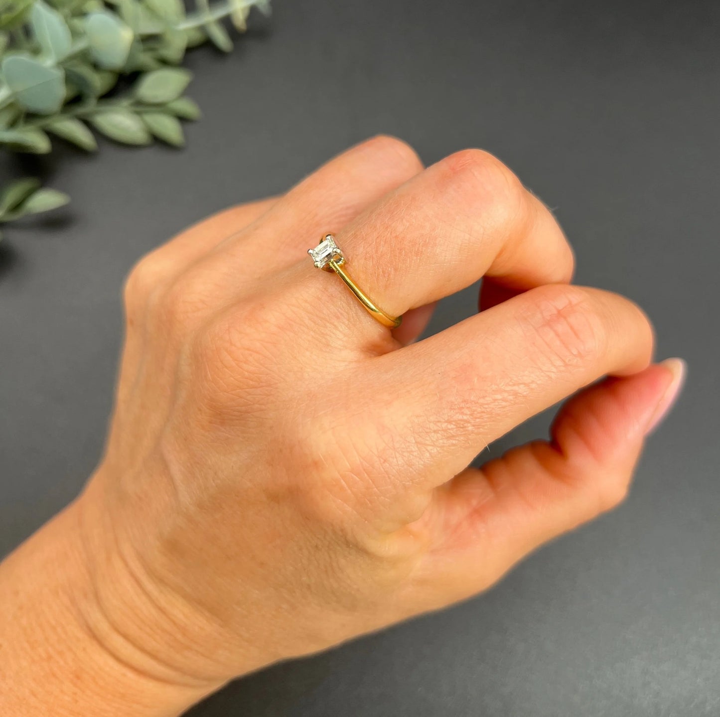 18 Carat Yellow Gold Princess Cut Diamond Single Stone Engagement Ring