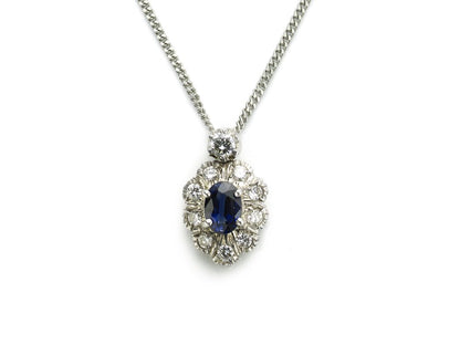 Sapphire and Diamond Cluster Pendant