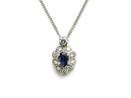 Sapphire and Diamond Cluster Pendant
