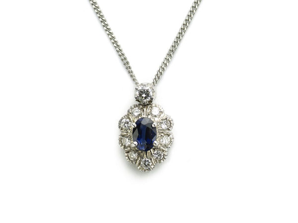 Sapphire and Diamond Cluster Pendant