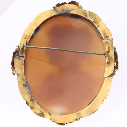 Antique Victorian Shell Cameo 18ct Yellow Gold Brooch