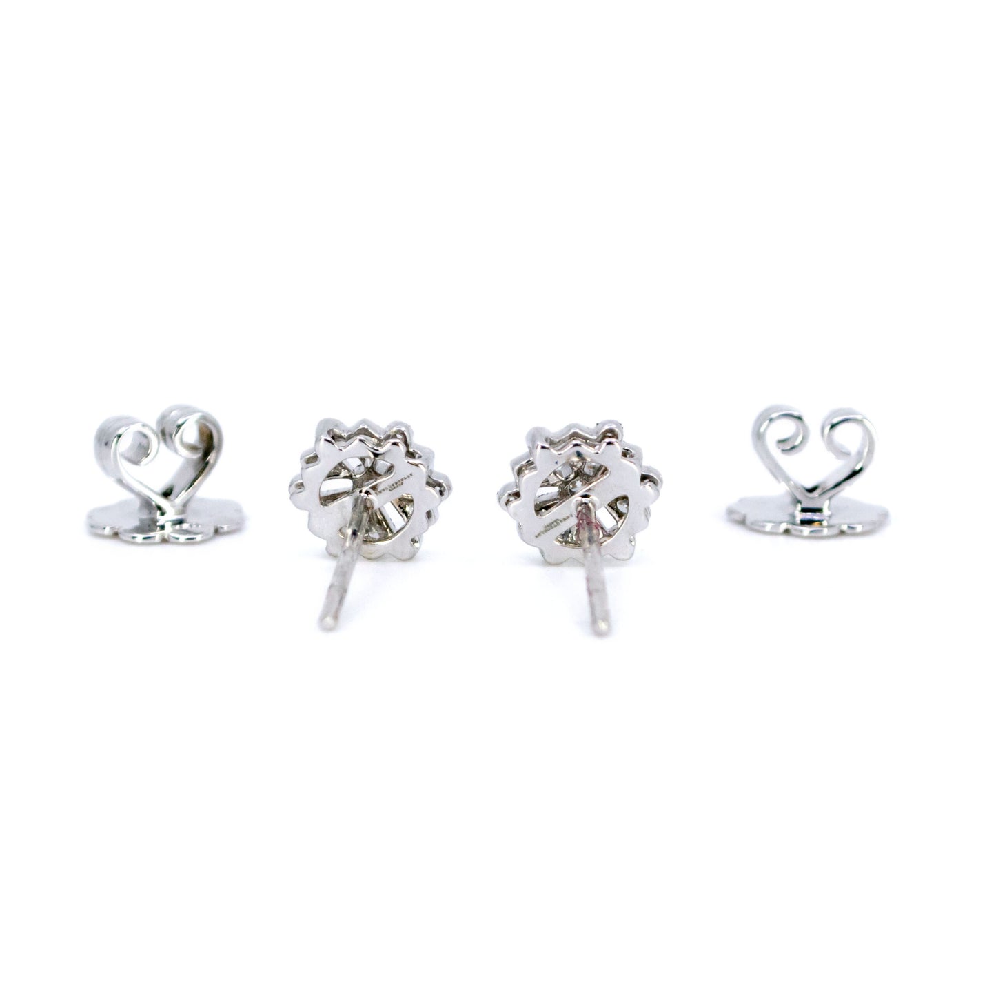 Modern 18 Carat White Gold Diamond Fancy Cluster Stud Earrings, 0.20 Carat