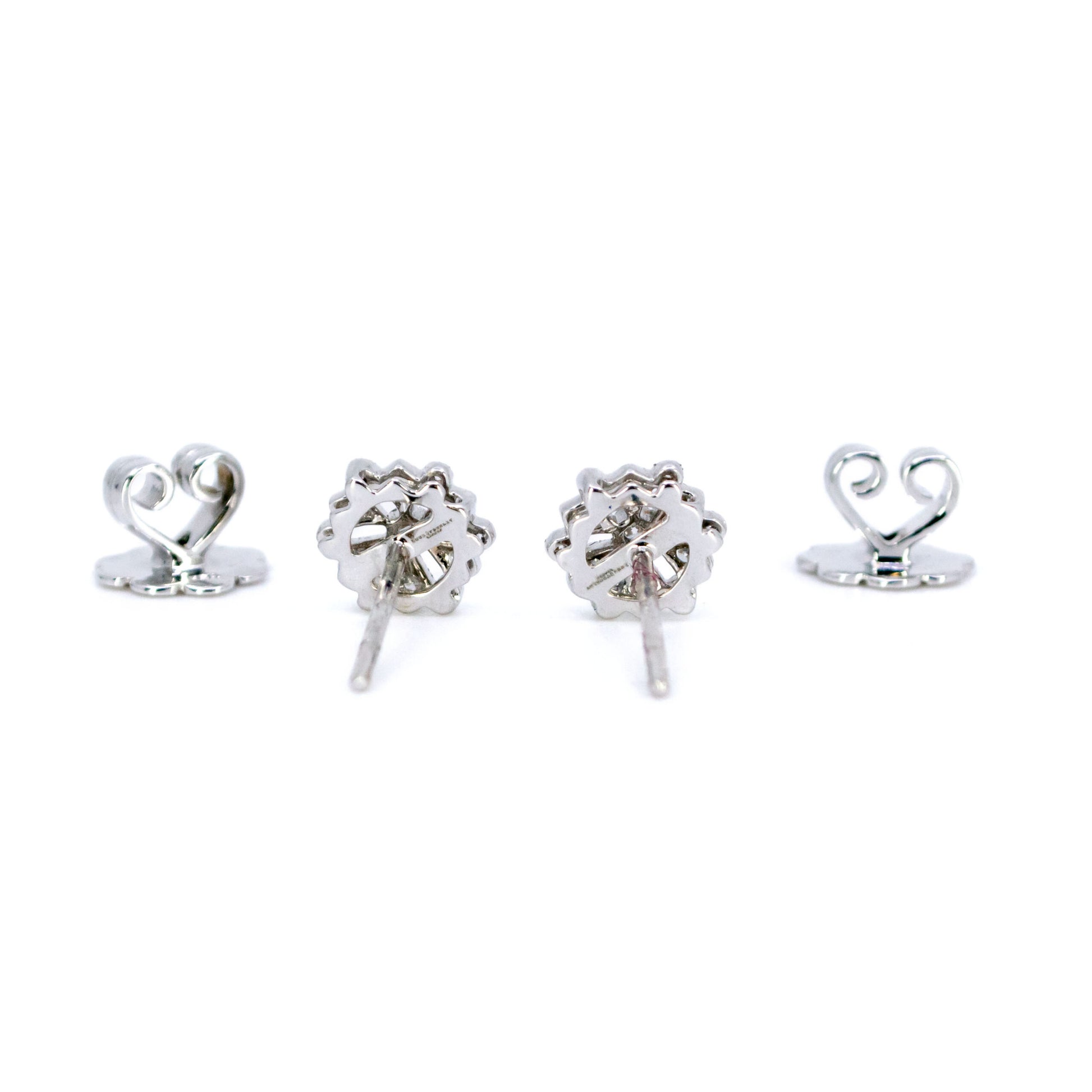 Modern 18 Carat White Gold Diamond Fancy Cluster Stud Earrings, 0.20 Carat